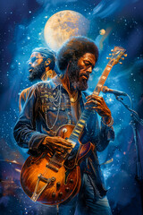 Fototapeta premium 60s Psychedelic Concert Poster. Generated image. A digital illustration of a 1960’s psychedelic concert poster.