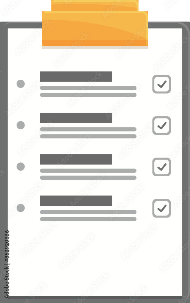 Poster clipboard is showing a checklist with check marks, representing task management, productivity, and g