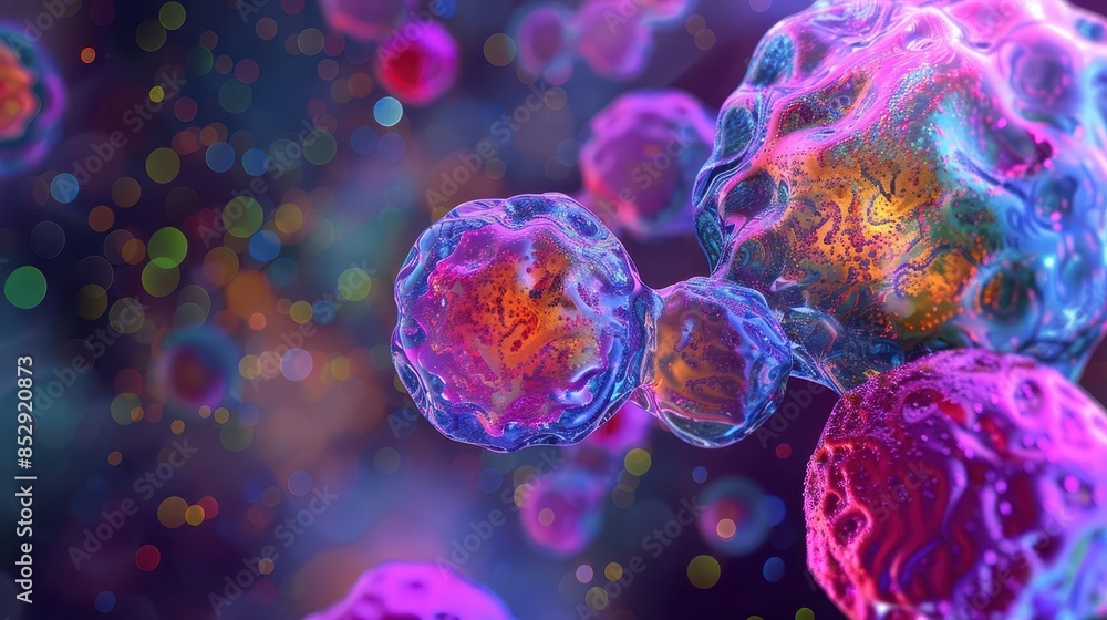 Aufkleber microscopic view of vibrant human stem cell with intricate cellular structures colorful 3d render