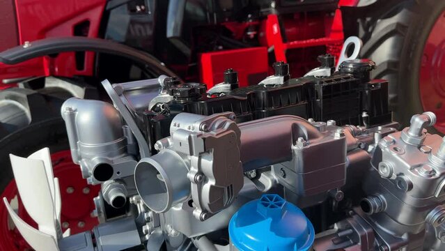 Engine. Large diesel engine with a huge turbine for truck and tractor. New Chinese-made engine for agricultural machinery and tractors 