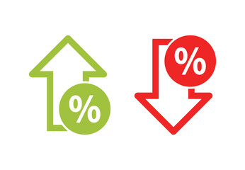 Percentage with Up and Down Arrow Set Icon Clip art Vector Illustration