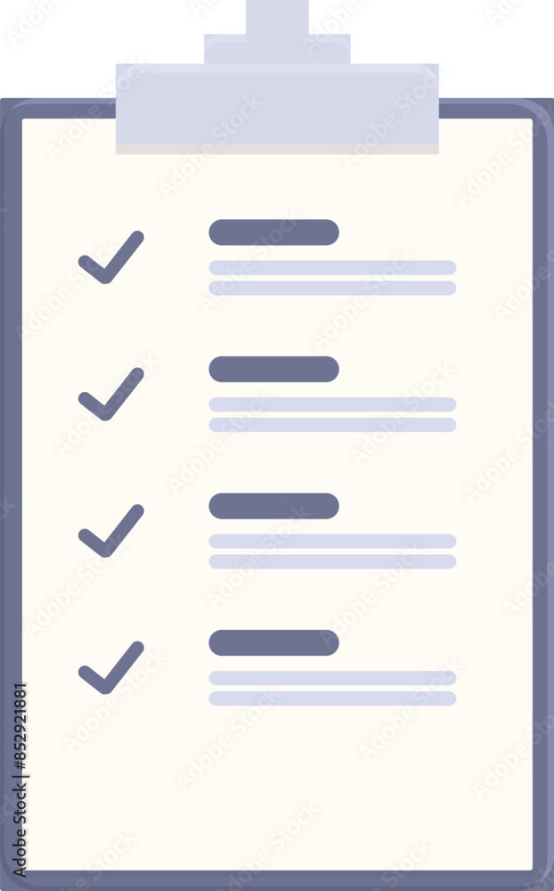 Poster clipboard with check marks showing completed tasks on paper attached to it