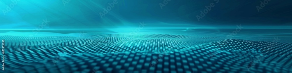 Poster bright cyan minimalist tech background with faint grid patterns, providing a fresh and lively modern