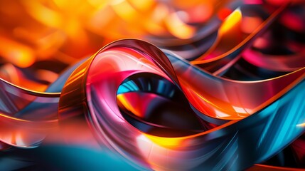 Abstract Shiny Red And Blue Curves