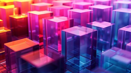 Colorful Glass Cubes Abstract Background