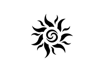 Obraz premium Vector illustration of a black pattern for a tattoo in the form of a sun with rays