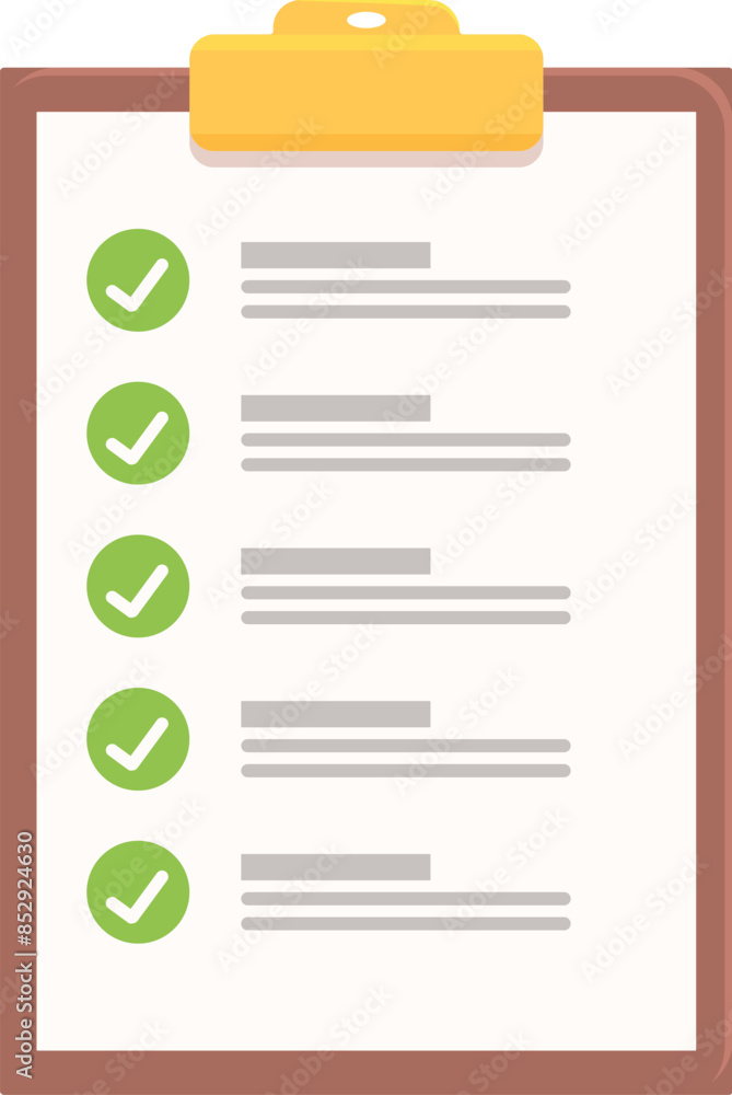 Poster clipboard is showing a list of completed tasks, each marked with a green check mark, symbolizing acc