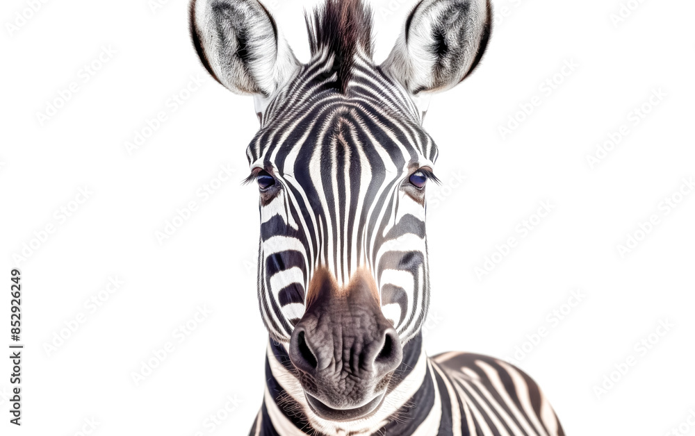 Poster a zebra is staring at the camera with its mouth open