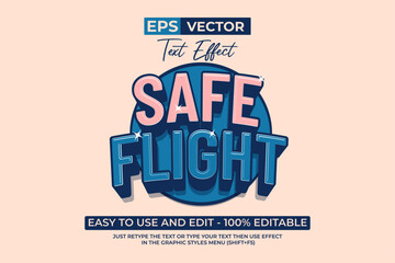 Obraz premium Safe Flight Editable Text Effect 3D Traditional Simple Style.