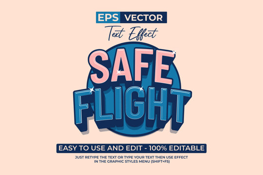 Safe Flight Editable Text Effect 3D Traditional Simple Style.