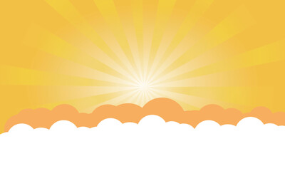 太陽が輝く空のイラスト
