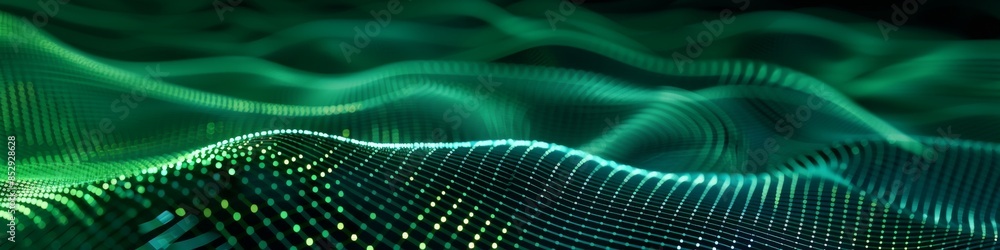 Poster vibrant neon green minimalist tech background featuring delicate geometric patterns, creating an ene