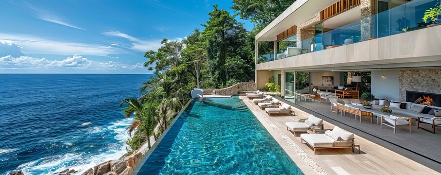 Coastal villa with oceanfront property.