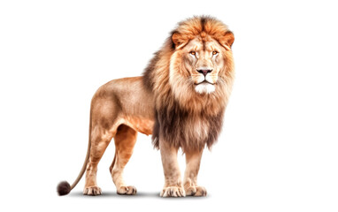 Obraz premium A lion stands in front of a white background