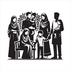 family reunions Silhouettes of people dancing on a summer background