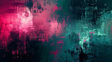 Naklejka premium Abstract Digital Art With Pink and Teal Hues