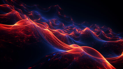 Obraz premium Futuristic Technological Red And Blue Glowing Lines Background