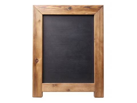 Wood framed chalkboard sign. This versatile and rustic sign is perfect for cafes, restaurants, and events. Isolated on transparent background, png.