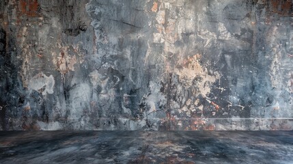 A polished cement wall backdrop with an artistic weathered appearance