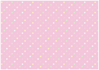 水玉と音符のパターン（ピンク）