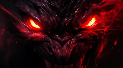 Fototapeta premium an image of a demon with glowing red eyes