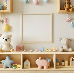 empty white frame on the wall in children's room