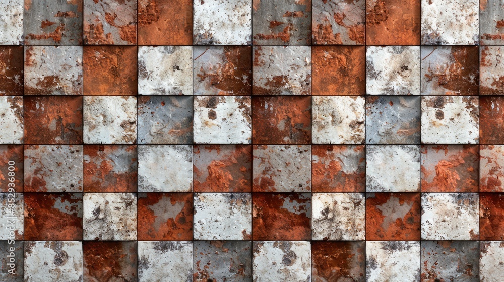 Poster abstract high resolution texture of brick block pattern in brown and white squares