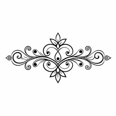 Ornamental line art vector silhouette on white background