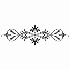 Ornamental line art vector silhouette on white background