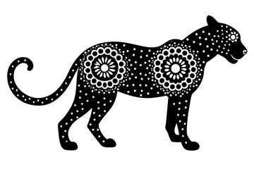 Fototapeta premium Cheetah Mandala silhouette black color, vector illustration