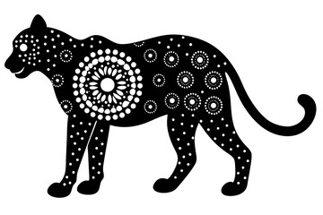 Cheetah Mandala silhouette black color, vector illustration