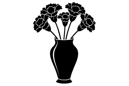 recommend clip art: Carnation vase vector on Silhouette, coloring page style, vector illustration