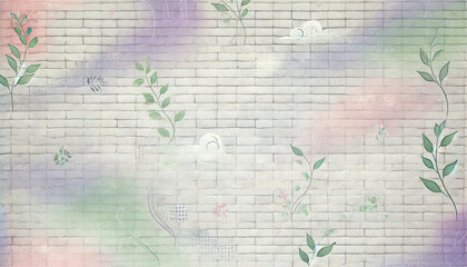 Obraz premium Simple graffiti texture wallpaper with light gray brick background