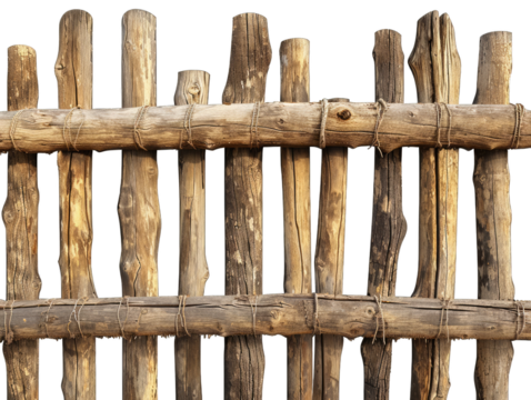 fence made of thin wood ,Isolated on white background