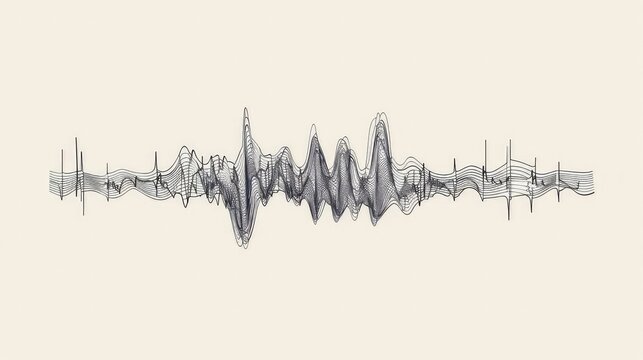 Line wave music sound one noise audio frequency icon signal podcast radio soundwave waveform volume art hand. Acoustic line music logo recording voice wave doodle sketch abstract. Vector illustration.