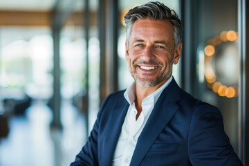 Fototapeta premium Senior manager, smile, portrait confident legal firm partner, lawyer in office, and government leader. A proud judge, attorney, or successful businessman with management and professional expertise.