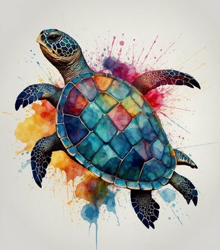 a turtle with a colorful pattern on its back