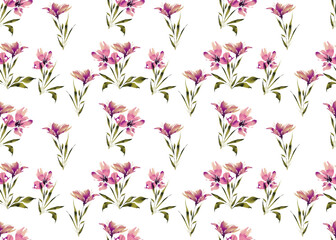 Watercolor flowers pattern. Seamless abstract pattern