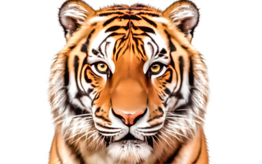 Fototapeta premium A tiger with yellow eyes stares at the camera