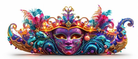 Fototapeta premium Side view of a vibrant Mardi Gras parade float