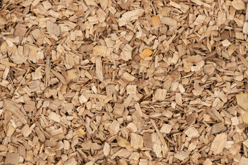 Wooden chips texture background. small wood chips for smoking. sawdust texture. ecological fue