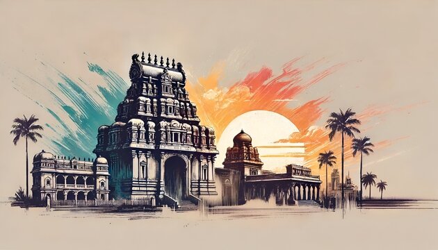 Grunge illustration for tamil nadu formation day.