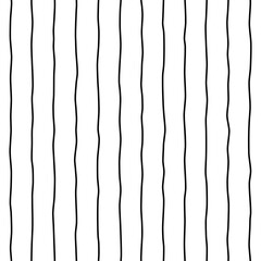Seamless line pattern. Vertical stripe. Black lines isolated on white background. Strips of a monochrome patern. Simple backdrop for prints design. Abstract texture. Liny tile. Vector illustration