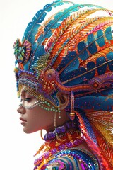 Close-up side view of a Sinulog dancers ornate headpiece