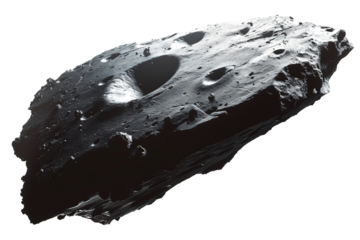 Meteorite boulders in space die cut PNG style isolated on white and transparent background