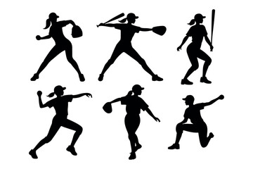 base ball player vector art illustration in various poses