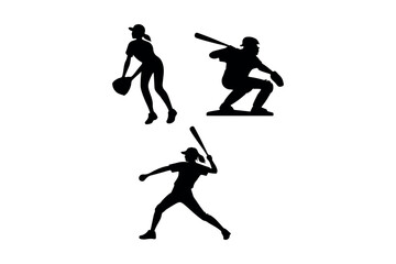 base ball player vector art illustration in various poses