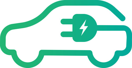 Electric car with plug icon symbol. Electric car green icon
isolated on white background. Green hybrid vehicles charging point logotype. Eco friendly car concept. Vector illustration.