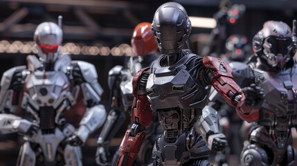 Fototapeta premium Cinematic Transformation: Actors Becoming Characters with Action Figures and Spacecraft Battles