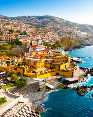 View of Funchal and Fuerte De Madeira in the historical center. Madeira Island, Portugal
